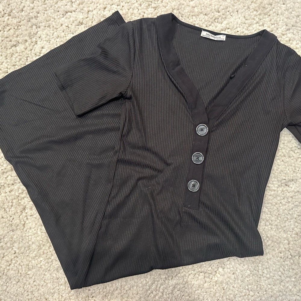Zara long fitted black dress